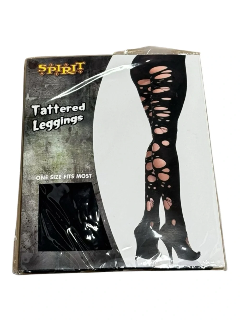 new Spirit Halloween 𖤍 Tattered Spandex Leggings 𖤍 Black 𖤍 One Size Fits Most